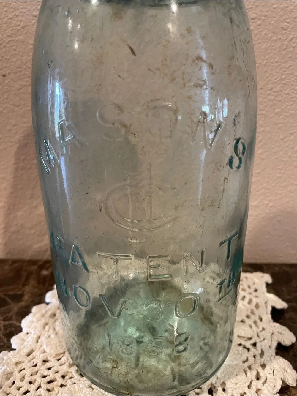 Vintage Mason Aqua-Tinted Glass Jar